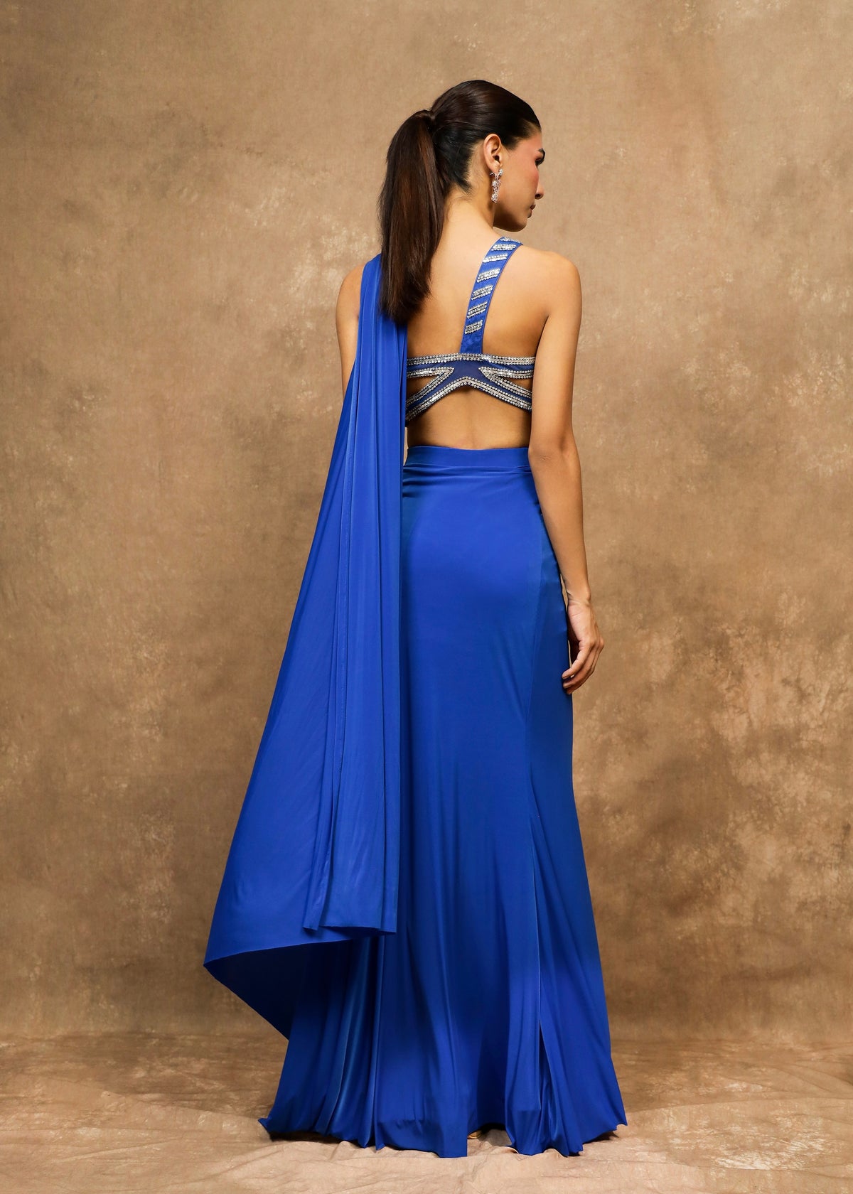 Asmira Royal Blue Fluid Drape Saree