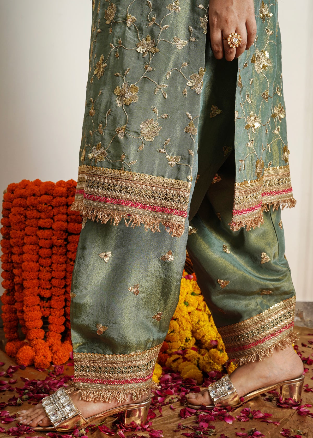 Rubab Green Choga Set