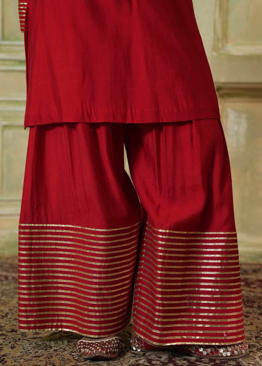 Bahaar Cherry Red Farshi Salwar Set