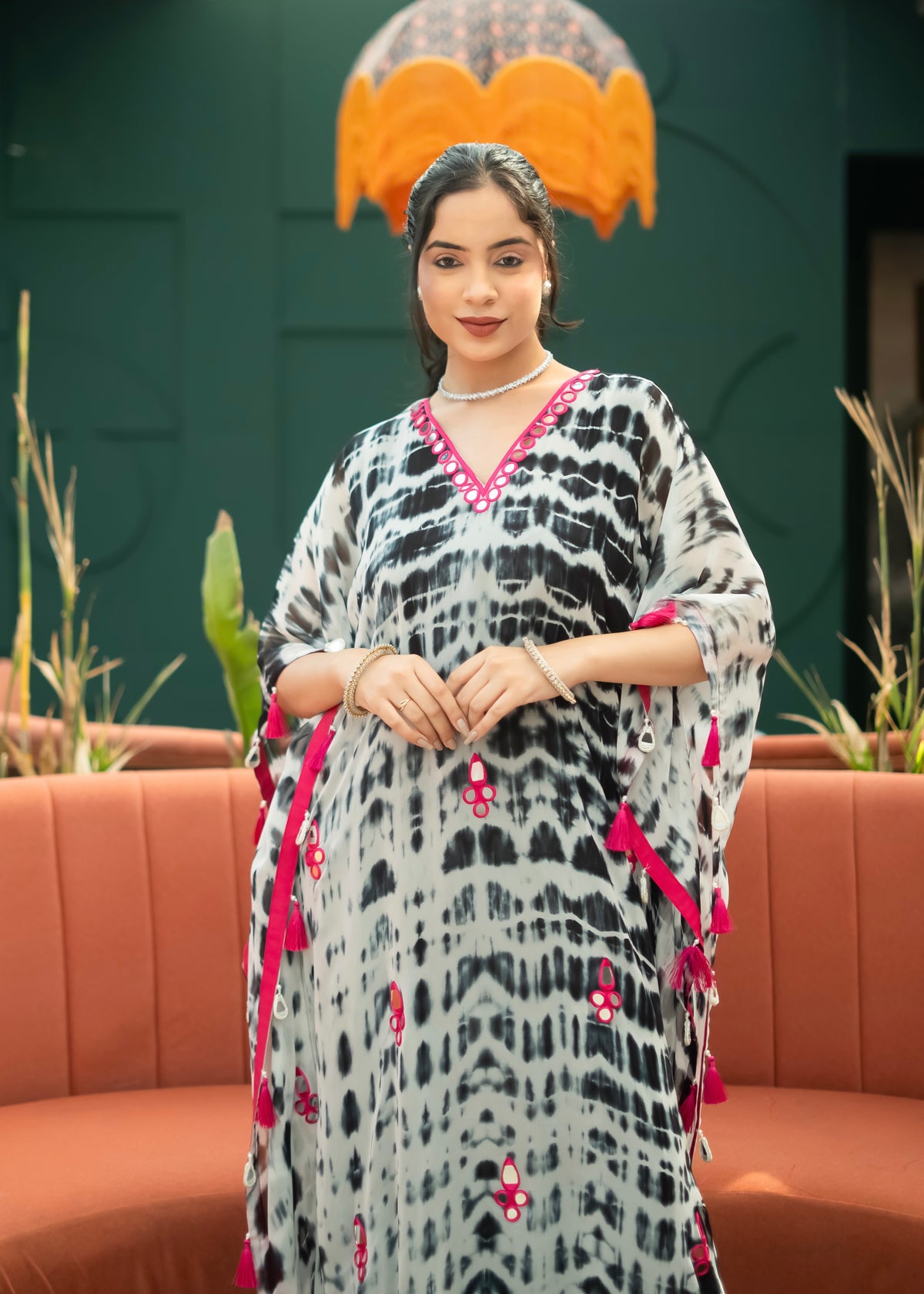 Inaya Black Tie & Dye Kaftan