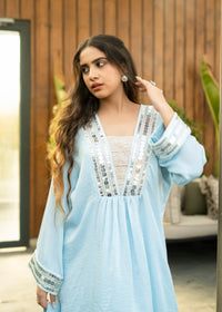Noor Powder Blue Set with Potli
