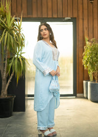 Noor Powder Blue Set with Potli