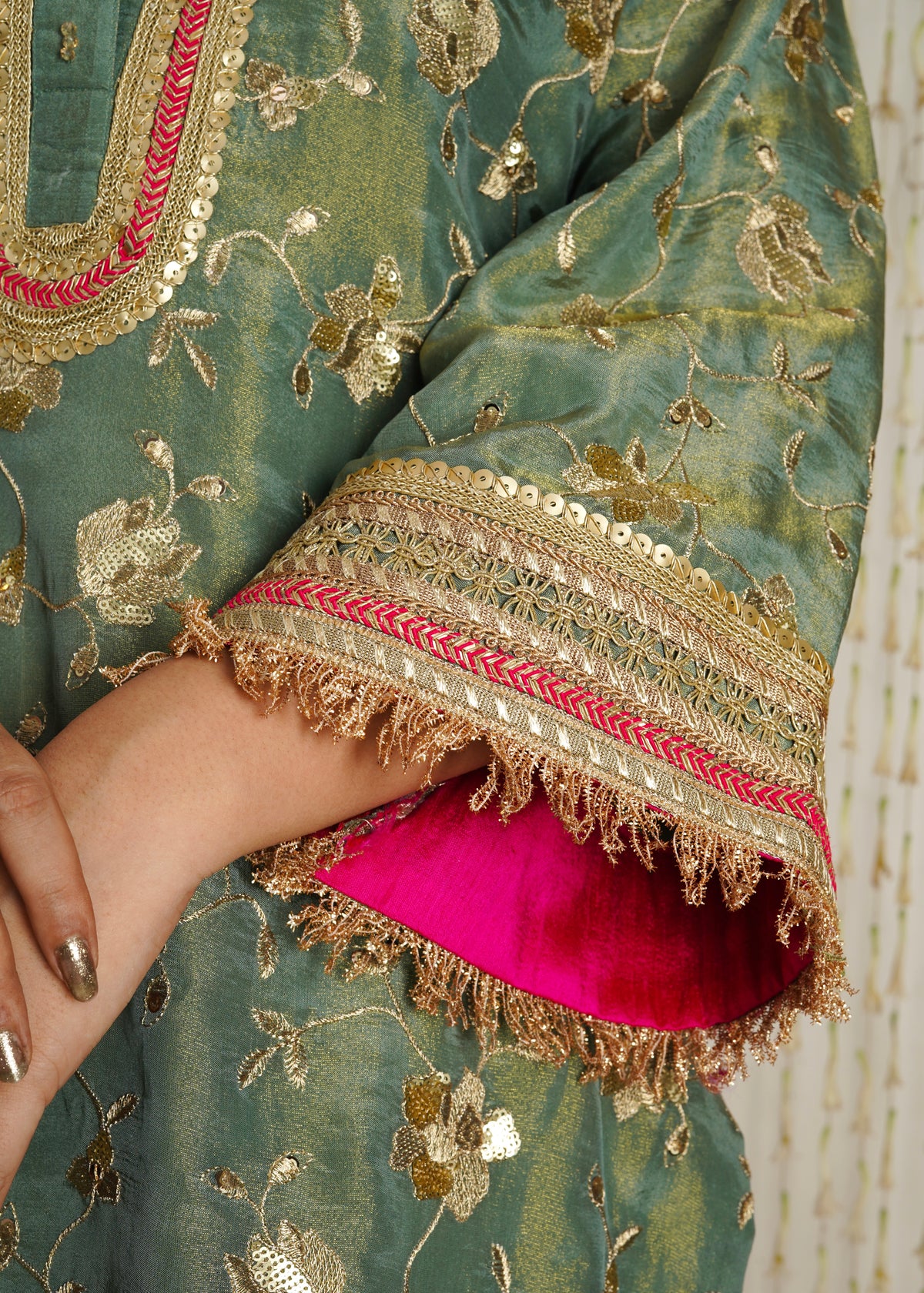 Rubab Green Choga Set