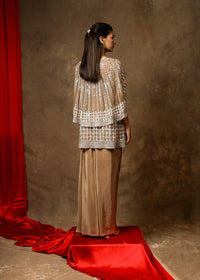 Hazoor Brown Cape Jacket Drape Set