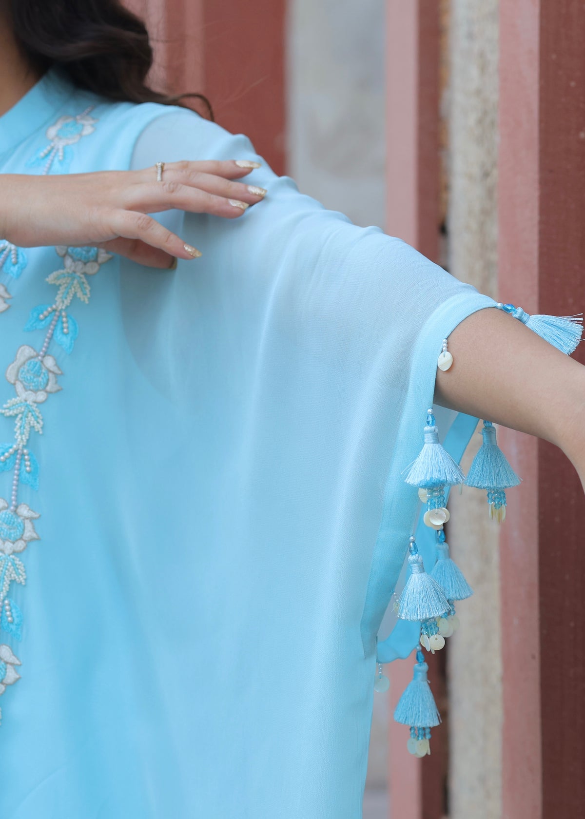 Falak Blue Ombré Kaftan Set