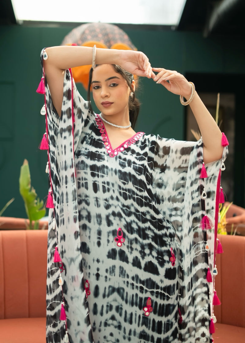 Inaya Black Tie & Dye Kaftan