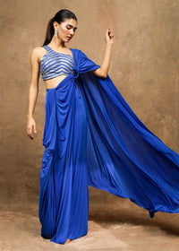 Asmira Royal Blue Fluid Drape Saree