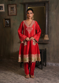 Rabia Red Chanderi Anarkali Set