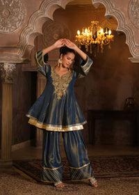 Samsara Midnight Blue Double-Layer Anarkali Set