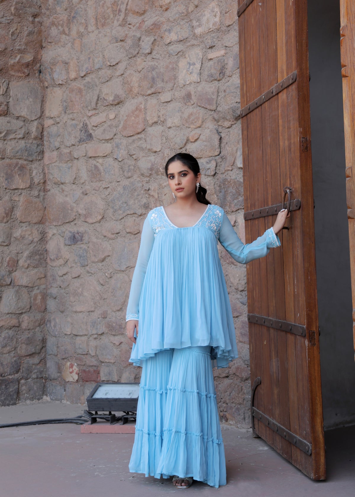 Lehar Powder Blue Anarkali Set