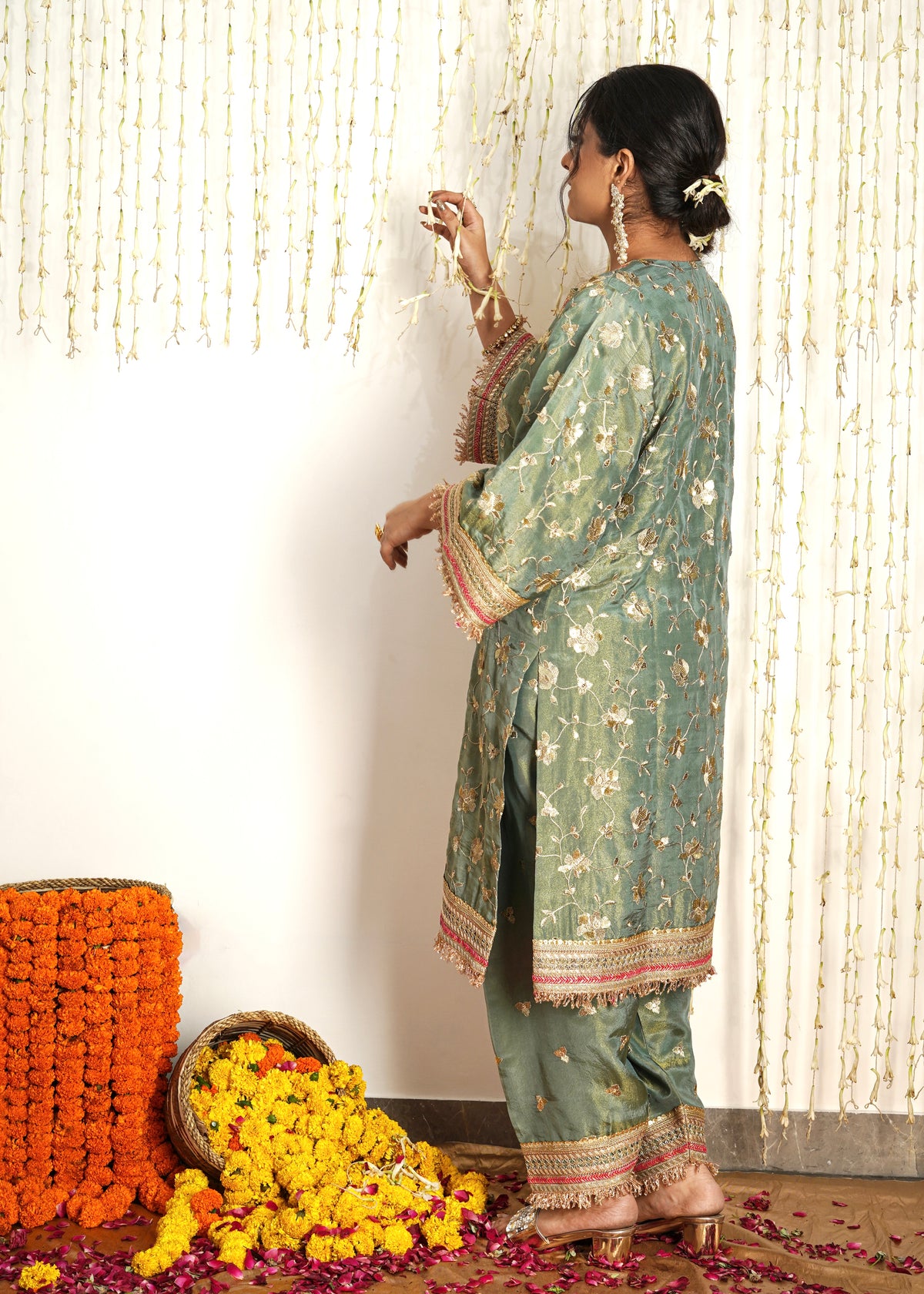 Rubab Green Choga Set