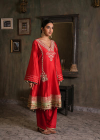 Rabia Red Chanderi Anarkali Set