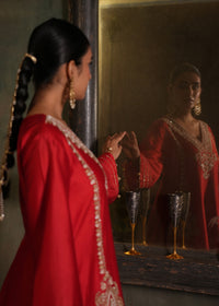 Rabia Red Chanderi Anarkali Set