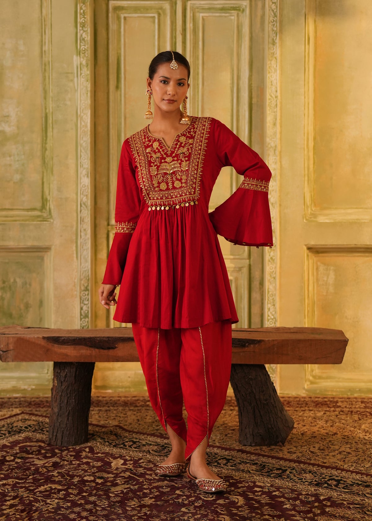 Ikraah Crimson Flared Kurta Set