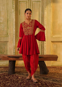 Ikraah Crimson Flared Kurta Set