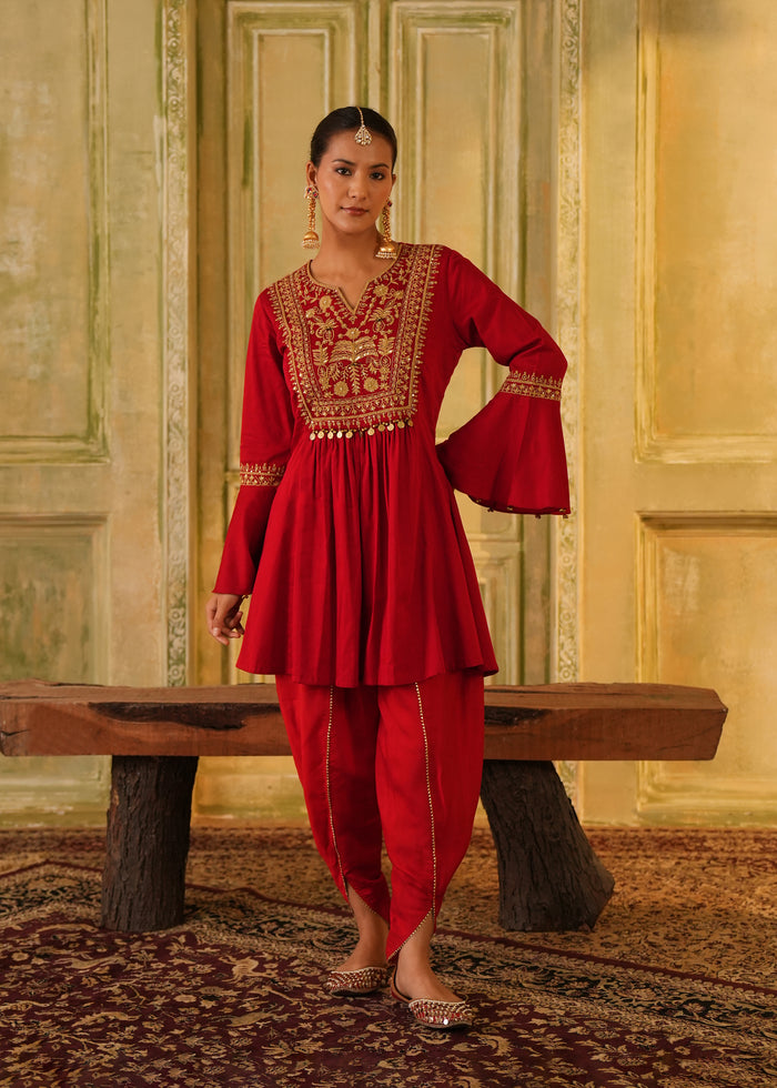 Ikraah Crimson Flared Kurta Set