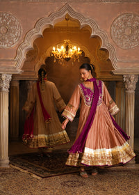 Vayu Champagne Beige Crushed Chanderi Anarkali Set