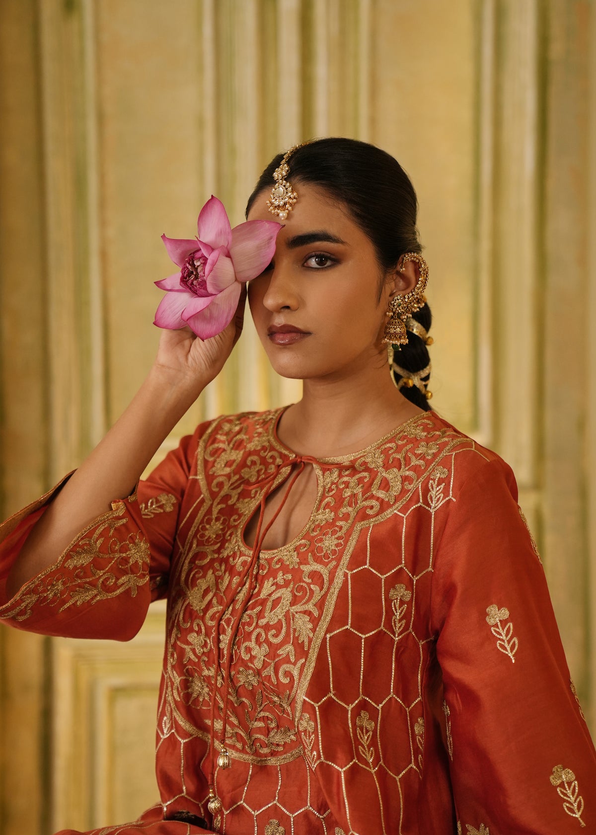 Anvaya Burnt Orange A-Line Kurta Set