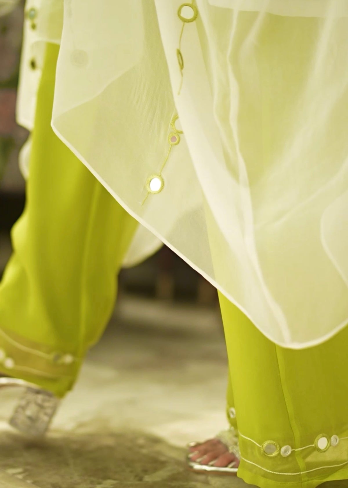 Ada Green White Ombré Kaftan Set