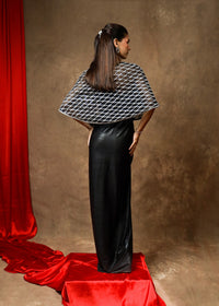 Rukhsar Black Metallic Drape Cape Set