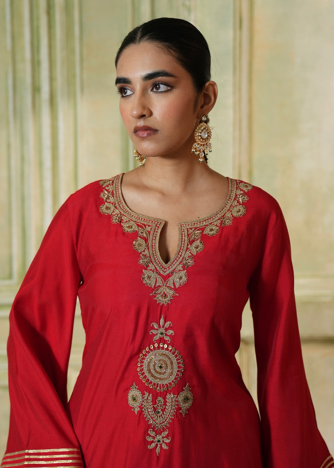 Bahaar Cherry Red Farshi Salwar Set