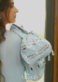 Noor Powder Blue Set with Potli